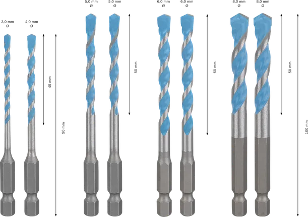Bosch EXPERT HEX-9 MultiConstruction borrset 3-8 mm.