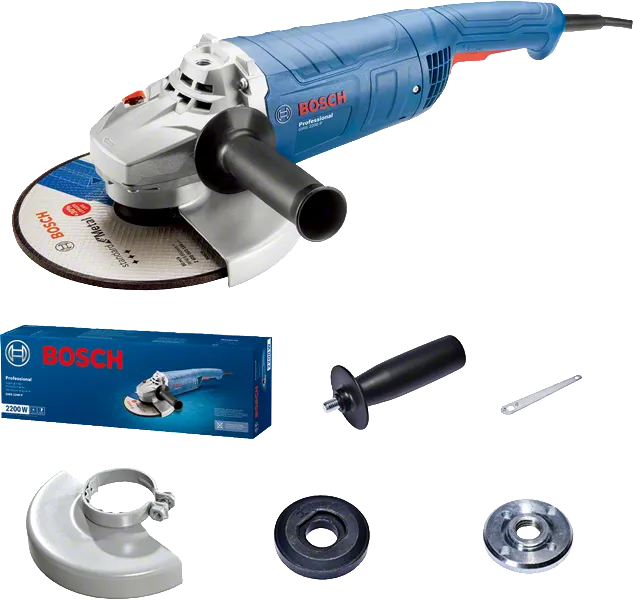 Bosch GWS 2200 P vinkelslip med tillbehör.