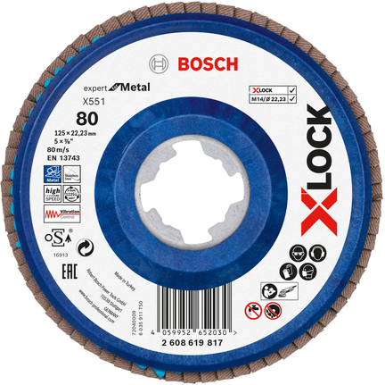 Bosch X-LOCK lamellrondell X551 för metall, kornstorlek 80.