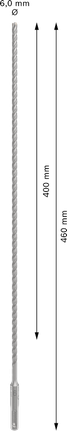 Bosch PRO SDS plus-5X 6 mm hammarborr, 460 mm längd.