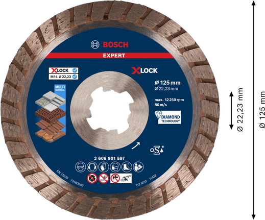 Bosch EXPERT MultiMaterial X-LOCK diamantkapskiva 125 mm.