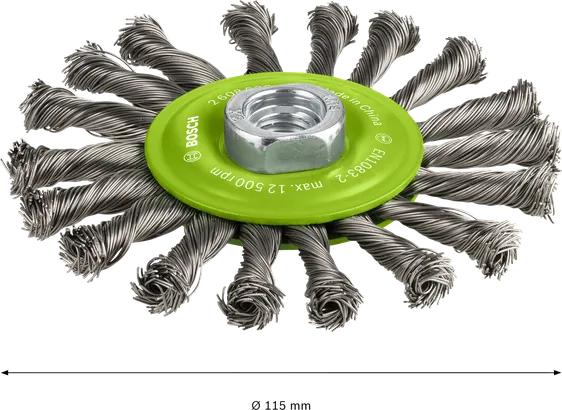 Bosch PRO ståltrådsskiva i rostfritt stål, 115 mm.