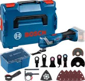 Bosch GOP 18V-34 multiverktygssats med tillbehör och väska.