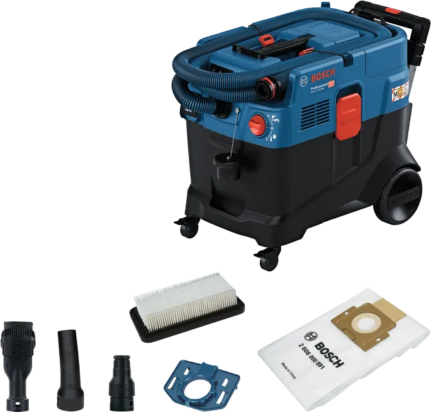 Bosch GAS 12-40 M våt- och torrdammsugare med tillbehör.