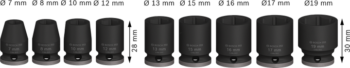 Bosch PRO Krafthylsnyckelsats 3/8 tum 9 delar.