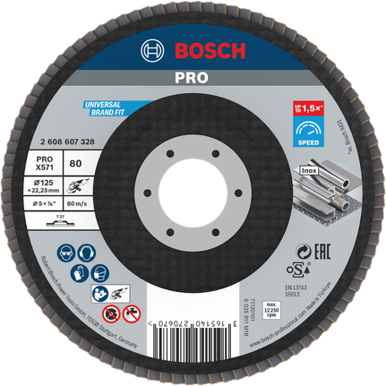 Bosch PRO X571 lamellrondell 125 mm G80 för metallslipning.