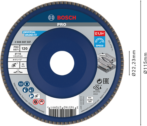 Bosch PRO X571 Lamellrondell 115 mm G120 för metall.