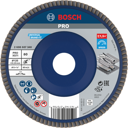 Bosch PRO X571 lamellrondell 125 mm G80 för slipning.
