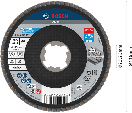 Bosch PRO X571 Lamellskiva vinklad 115 mm G40 X-Lock.