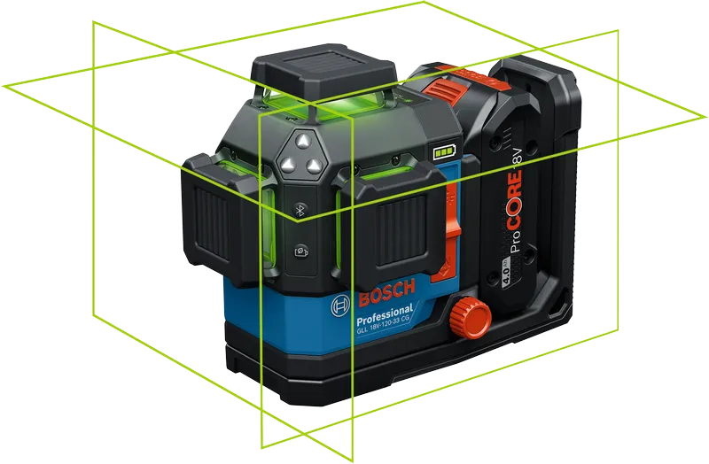 Bosch GLL 18V-120-33 CG lasernivelleringsverktyg med 120 m räckvidd.