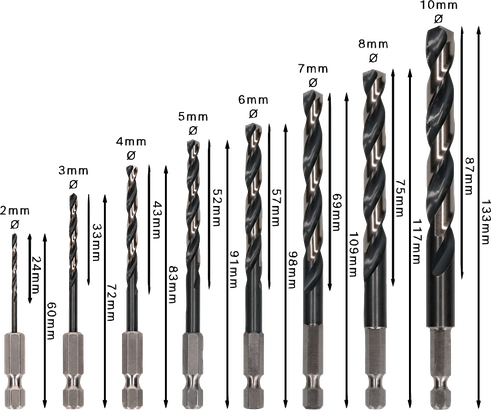 Bosch PRO Metal HSS-G slagspiralborrsats, 8 storlekar.