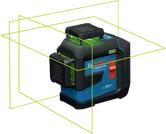 Bosch GLL 80-33 G lasernivelleringsverktyg med gröna linjer.