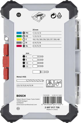 Bosch 35-delars skruvmejselbits och HSS-metallborrset.