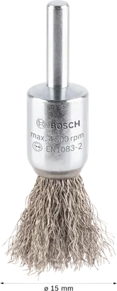 Bosch PRO renborste i rostfritt stål, 15 mm rakt skaft.