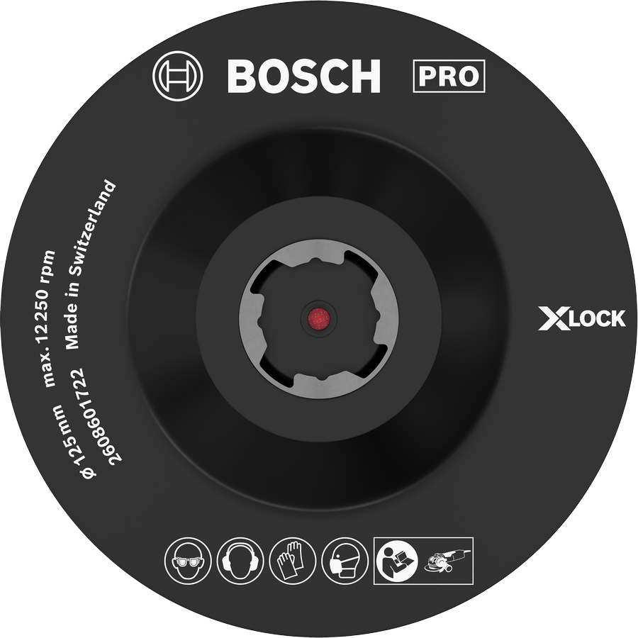 Bosch PRO stödrondell X-Lock 125 mm kardborreband.