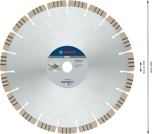 Bosch PRO betongdiamantskiva 300 mm för skärning av betong.