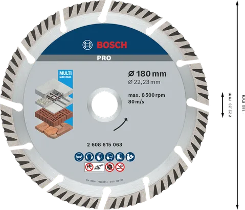 Bosch PRO Multi Material diamantskiva 180 mm för kapning.