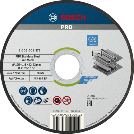 Bosch PRO kapskiva för rostfritt stål och metall 125 mm.