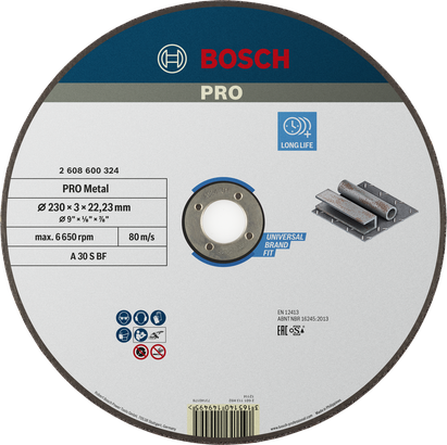 Bosch PRO Metallkapskiva 230 mm lång livslängd.