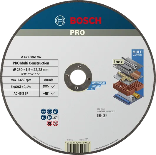 Bosch PRO Multi Material-kapskiva 230 mm för universell användning.