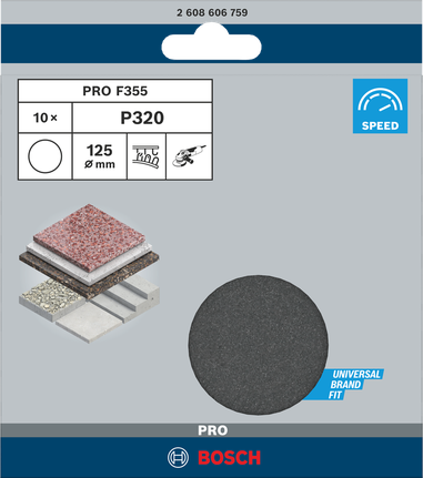 Bosch PRO F355 125 mm P320 slipskivor.
