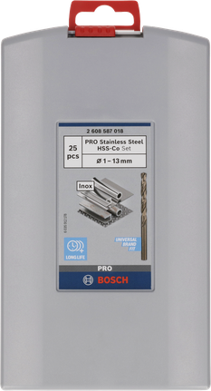 Bosch PRO HSS-Co borrsats, 1–13 mm.