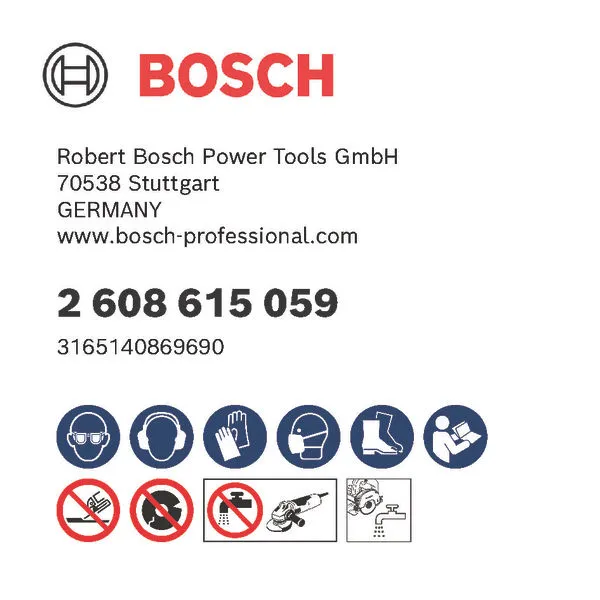 Bosch logo, Postal address, Electronic address, Safety icons