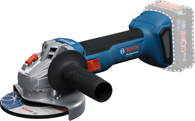 Bosch sladdlös vinkelslip GWS 18V-8 med ProCORE18V-batteri.