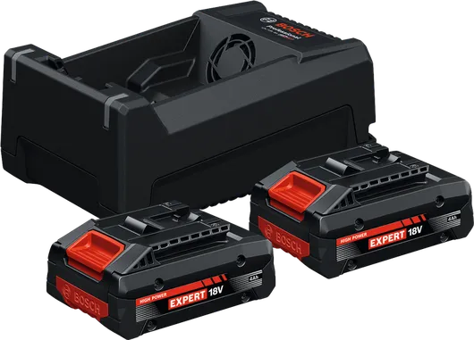 Bosch startpaket med laddare GAL 12V/18V-80, 2x 18V 4Ah batterier.