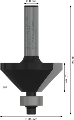 Bosch PRO-fräs Fas 45°, 8 mm skaft.