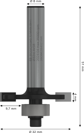 Bosch PRO-fräs Spårfräsning 8 mm skaft, 4 mm skärning.