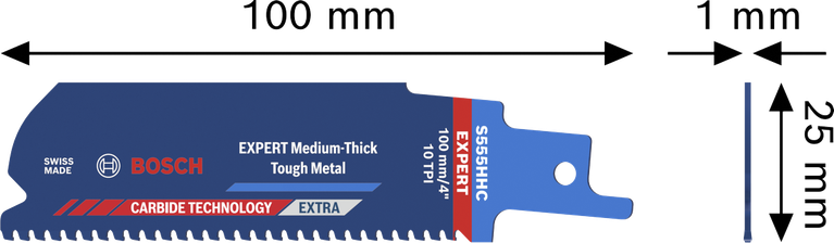 Bosch EXPERT S555HHC-blad för medeltjock till hård metall.