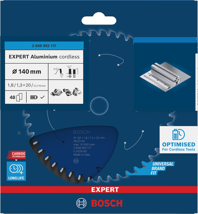 Bosch 140 mm EXPERT sladdlös cirkelsågklinga i aluminium.