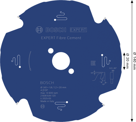 Bosch EXPERT fibercement cirkelsågklinga, 140 mm.