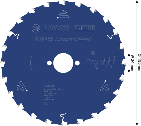 Bosch EXPERT Construct Wood cirkelsågklinga, 190 mm 24 tänder.