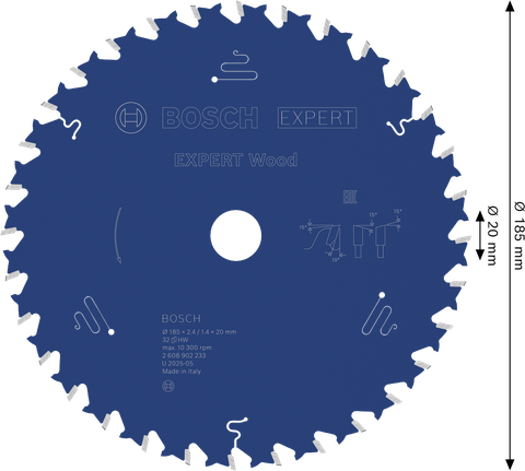 Bosch EXPERT Träcirkelsågklinga, 185 mm 32 tänder.