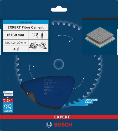 Bosch EXPERT fibercement cirkelsågklinga 168×1,8/1,2×20 mm.