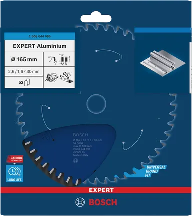 Bosch EXPERT Cirkelsågklinga i aluminium, 165×2,6/1,6×30 mm T52.