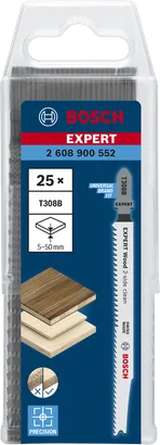 Bosch EXPERT Wood sticksågblad för tvåsidig rengöring T308B, paket.