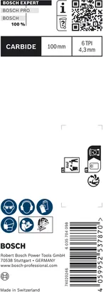 Bosch EXPERT Fibergips T 141 HM sticksågblad i hårdmetall.
