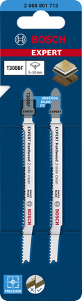 Bosch EXPERT Sticksågblad för trä, tvåsidig rengöring T308BF, paket.