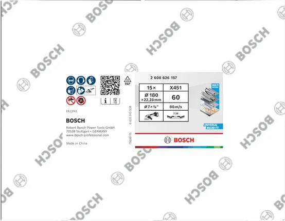 Bosch X451 lamellskiva 180×22,23 mm G60 T29 15 st.