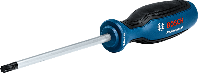 Blå och svart Torx-skruvmejsel med texturerat handtag.