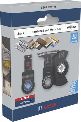 Bosch Starlock-set för trä och metall, 3 delar.