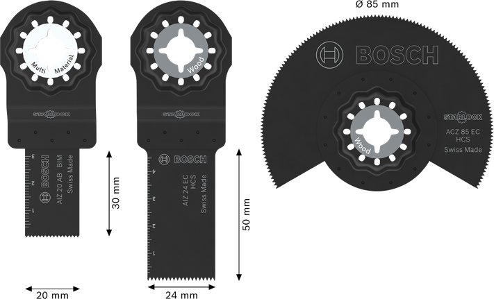 Bosch bladsats för trä och mjukmetall, 3 delar.