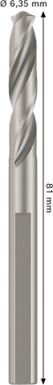 Bosch pilotborr HSS-G 6,35 mm för standardhållare.
