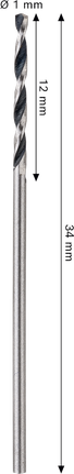Bosch metall HSS spiralborr 1 mm diameter.
