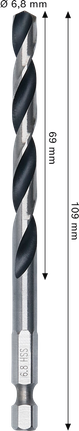 Bosch HSS-spiralborr i metall, 6,8 mm sexkantsskaft.