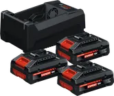 Bosch laddare med tre batterier.