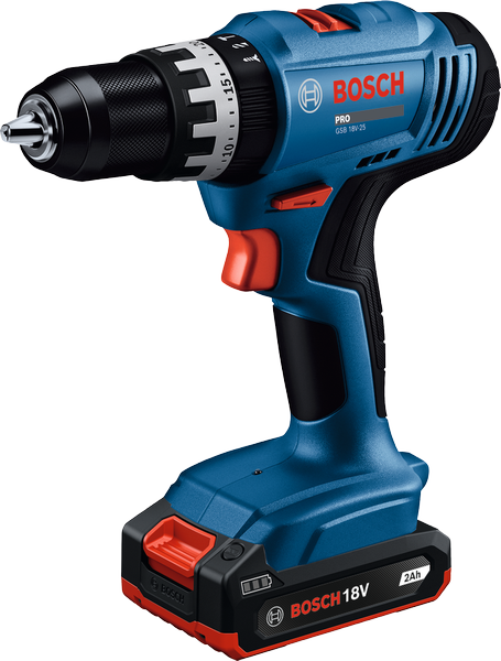 Bosch GSB 18V-25 sladdlös borrmaskin med 2,0 Ah batteri.